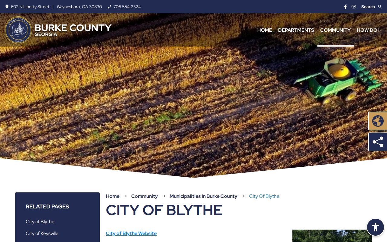 Blythe court records and official Burke County municipality page