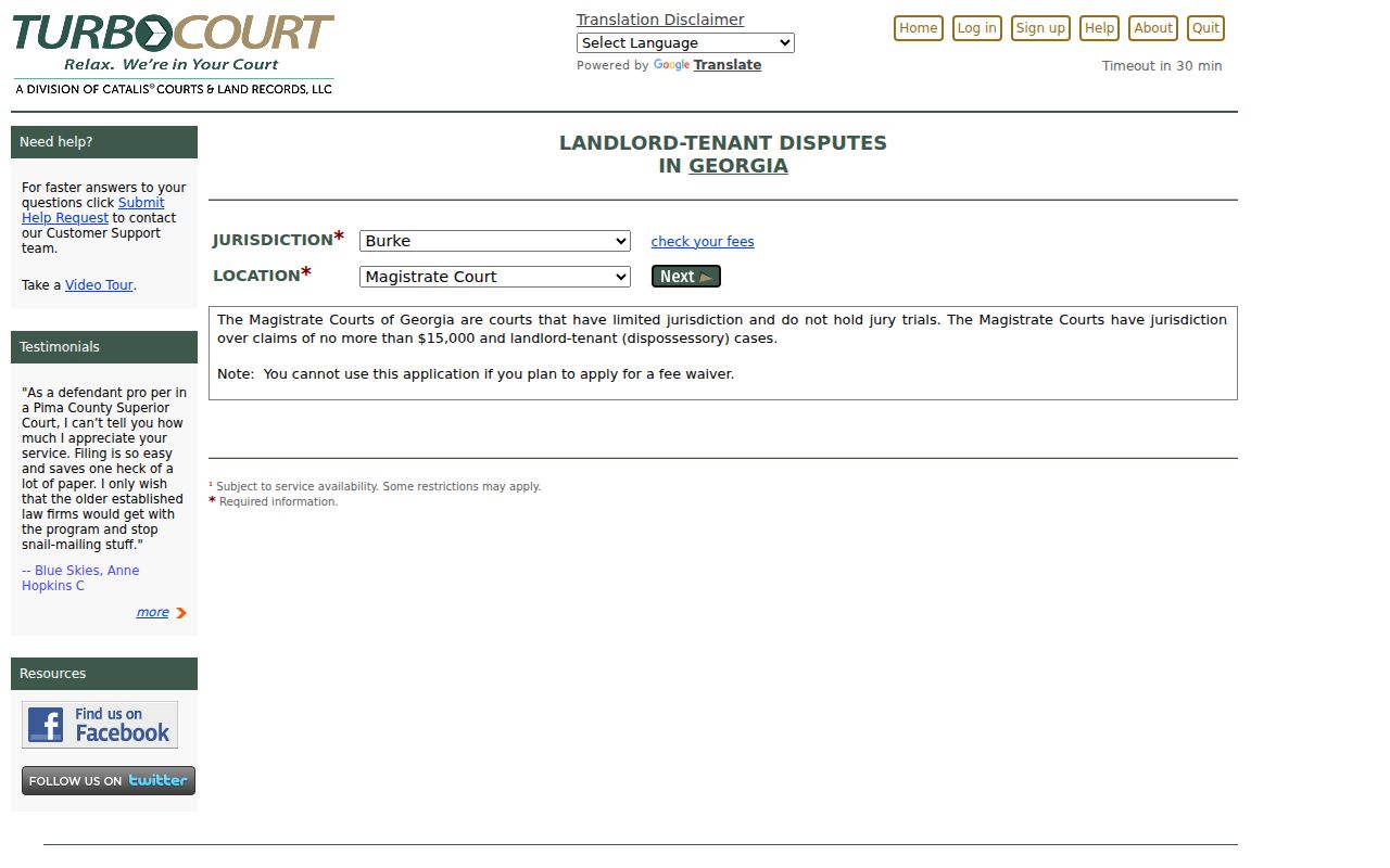 Burke County civil docket Magistrate dispossessory filing route