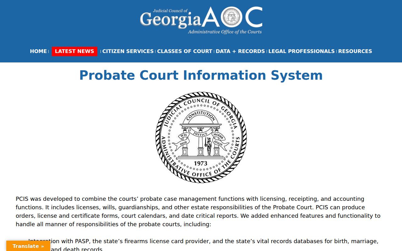 Burke County court calendar and Georgia Probate system