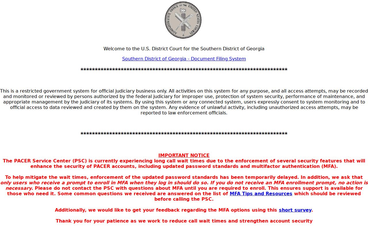 Burke County court case records and Southern District CM ECF