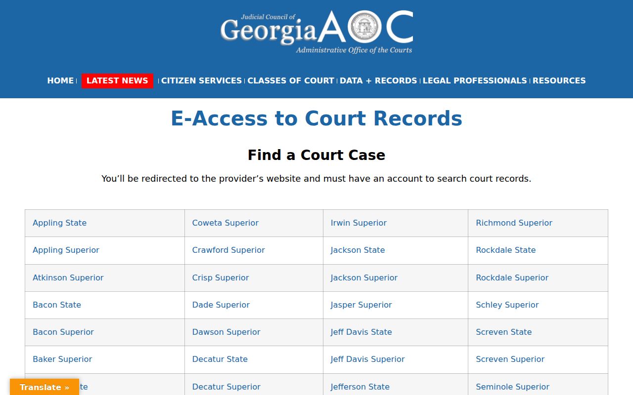 Georgia E-Access directory showing Burke County provider entries