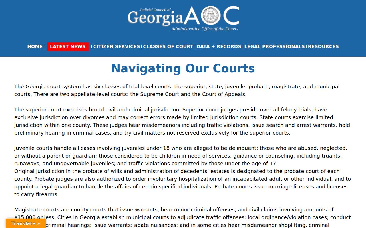 Georgia court structure and jurisdiction guide