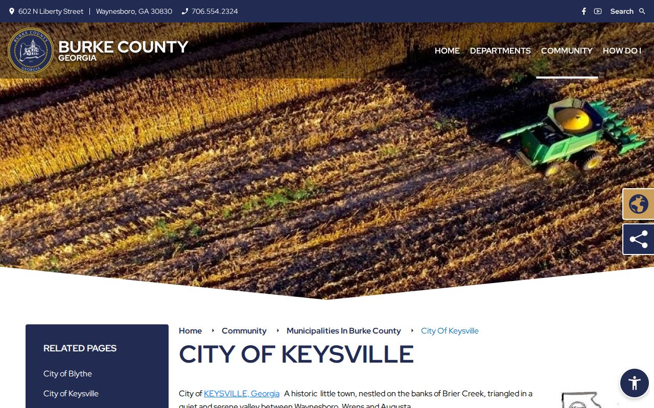 Official Burke County Keysville contact page