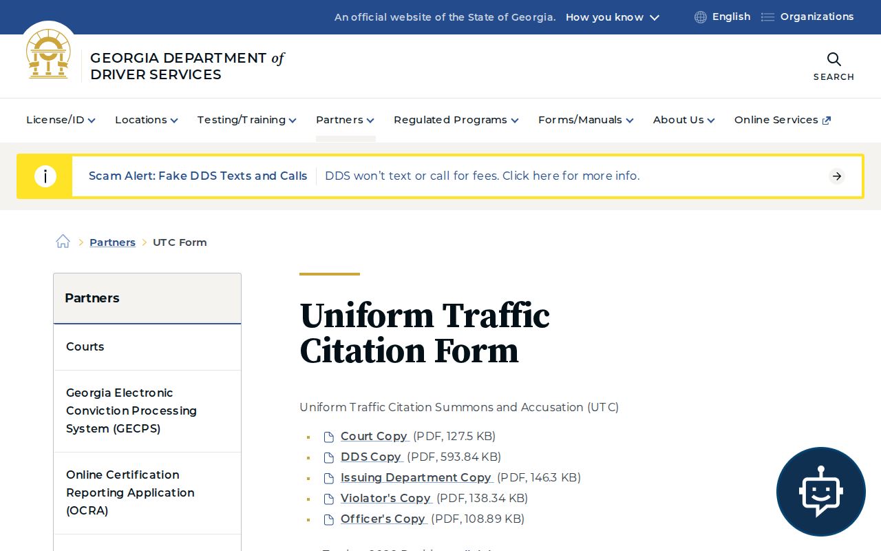 Burke County traffic court record and Georgia uniform citation source