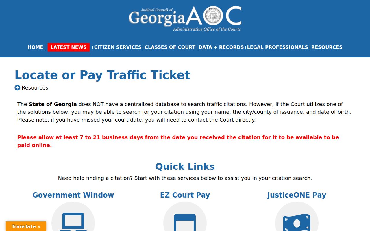 Burke County traffic ticket lookup and Georgia database notice